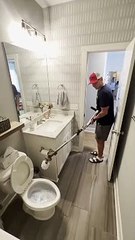 Weed Whipper Washing the Toilet