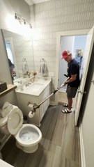 Weed Whipper Washing the Toilet