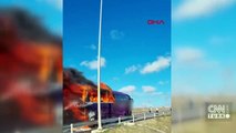 Son dakika... Başakşehir'de yolcu otobüsü alev alev yandı