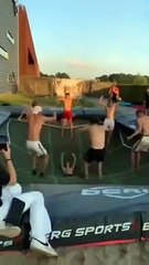 Jumping boy gone in the sky.