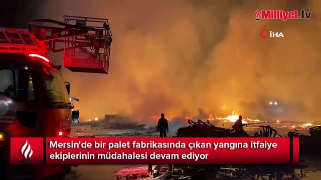 Mersin'de palet fabrikasında korkutan korkutan yangın