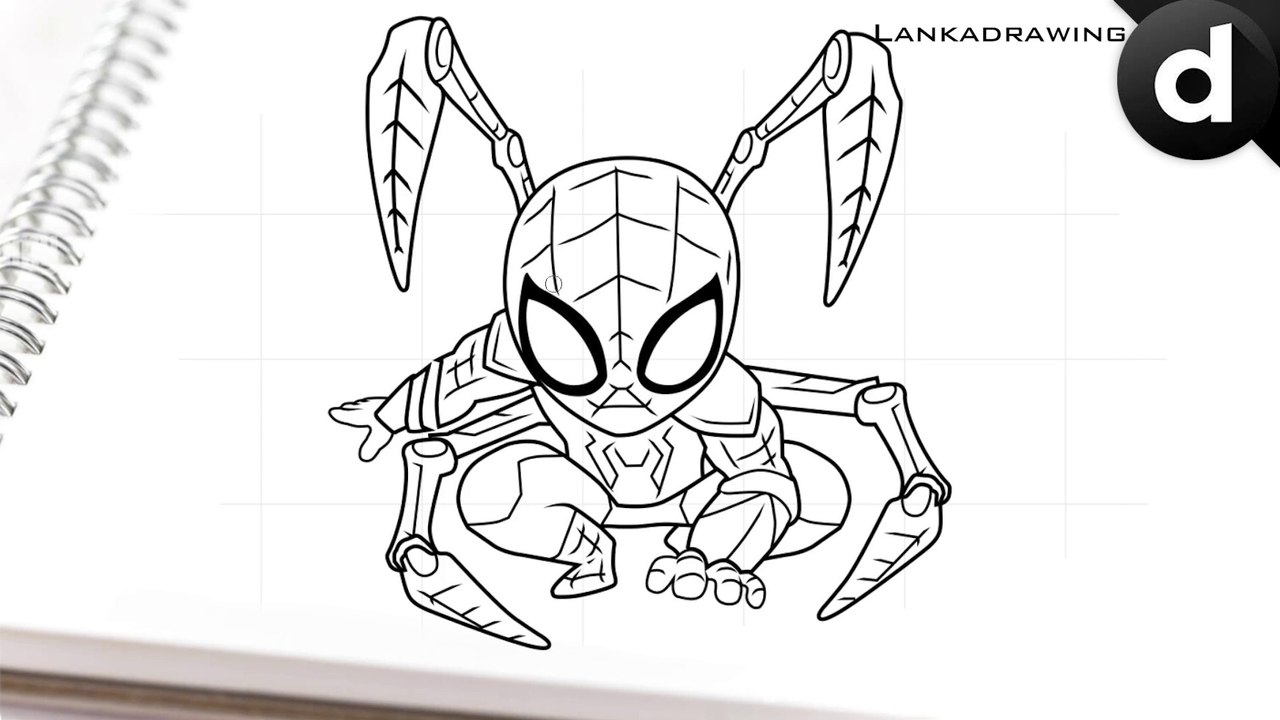 how to draw a simple 6-legged spiderman