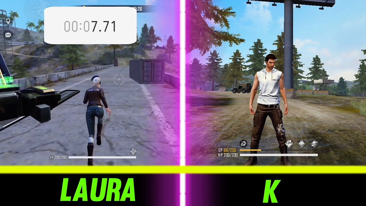 LAURA Vs K Free Speed Ablity Test  LAURA Vs K Free Fire