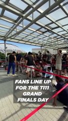 Here's a look at the line at the Singapore Indoor Stadium for the #TI11 #GrandFinals 