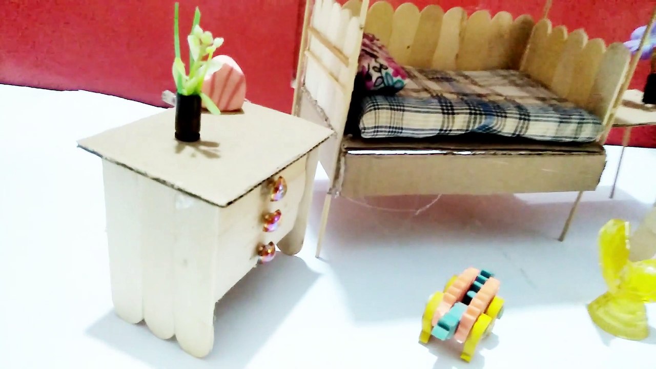 How To Make a Bed With Ice cream Sticks | Popsicle Stick Bed Miniature (Part 1)