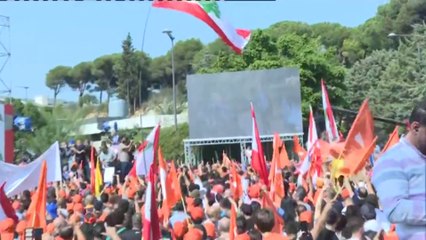 مراسم مغادرة الرئيس اللبناني ميشال عون للقصر الجمهوري قبل يوم من انتهاء ولايته