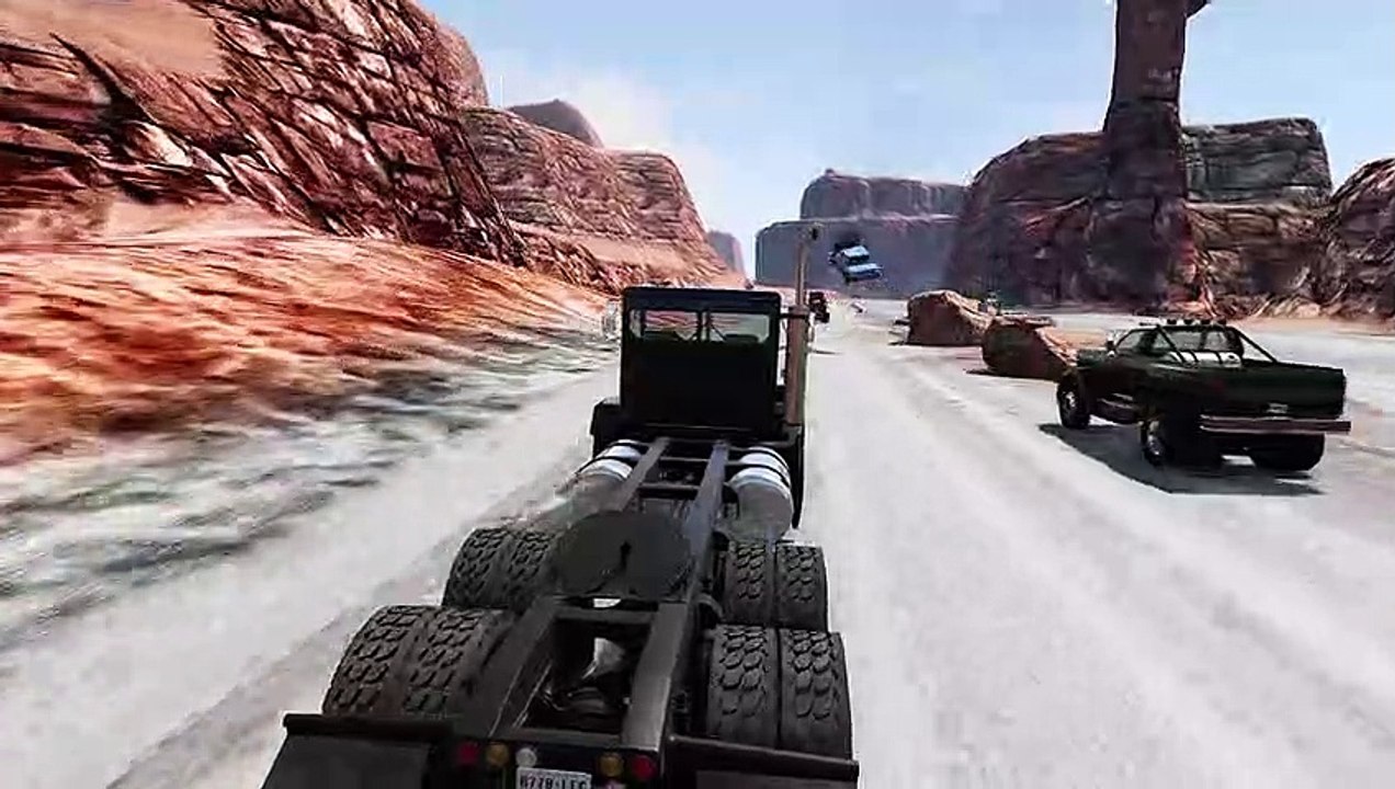 BeamNG vehicles race and crashes