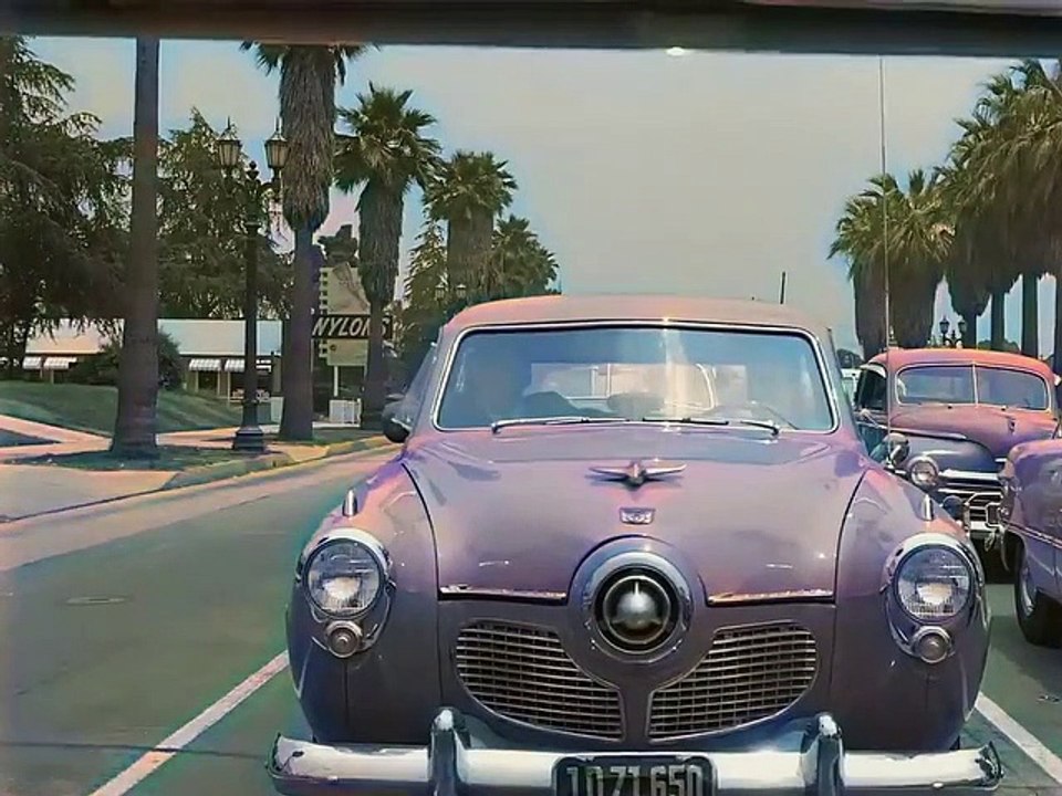 California 1952, Hollywood to Sunset Strip in color 60fps