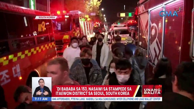 'Di bababa sa 153, nasawi sa stampede sa Itaewon District sa Seoul, South Korea | UB