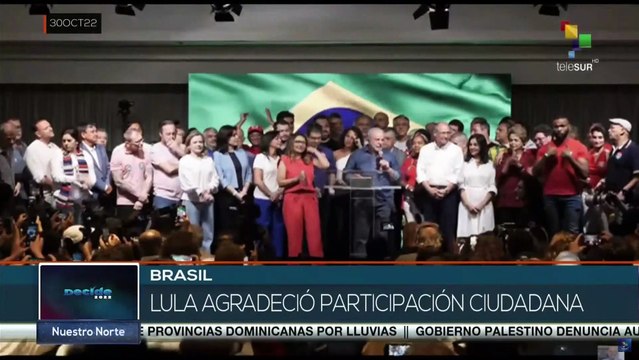 Nuevo presidente de Brasil, Lula da Silva, agradeció a sus electores