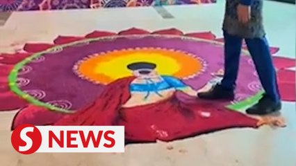 Cops to summon man after video shows him vandalising Deepavali kolam