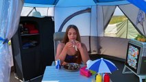 HOT DAY at camp on the Wild Beach, Solo camping by the sea_ swimming, cooking, fishing, live in tent