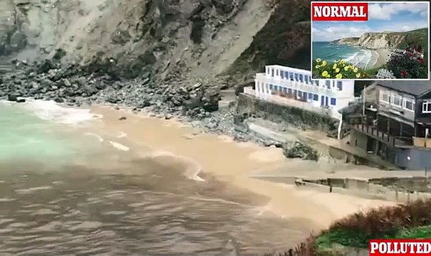 Turquoise sea at Cornish beauty spot turns BROWN in latest case of raw sewage being pumped into the water with South West Water blaming 'climate change'