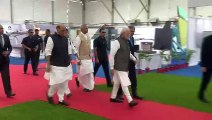 PM Modi visits exhibition at aircraft manufacturing facility in Vadodara, Gujarat