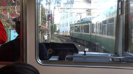 Japanese Train Cab view "Enoden" Shonan-Kaigan-park to Shichirigahama