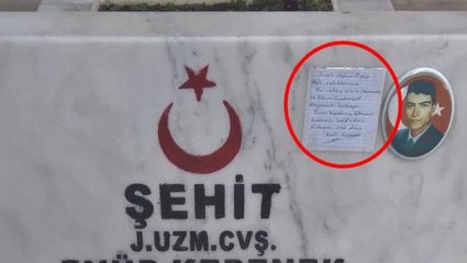Şehitliğe giden herkesin gözü o mezara takılıyor! Üzerindeki notu okumaya yürek dayanmaz