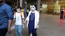 Kajol Devgan With Son Yug Devgan Spotted At Mumbai Airport