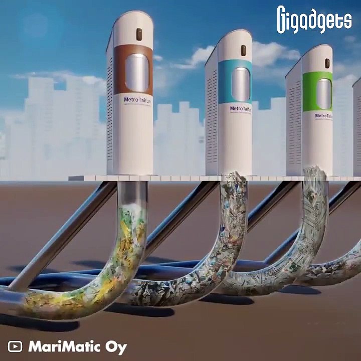 MetroTaifun automatic waste collection system (This waste collection system eliminates the need for garbage trucks by using underground tunnels.