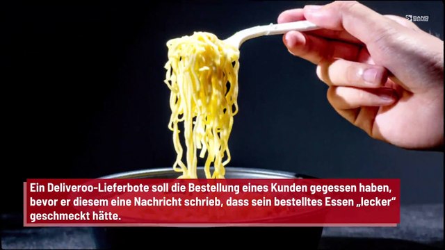 Deliveroo-Fahrer isst die Bestellung eines Kunden und teilt ihm mit, dass sein Essen „lecker“ war