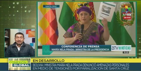 Ministra de la Presidencia de Bolivia denuncia acciones desestabilizadoras oligárquicas