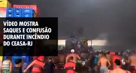 Vídeo mostra saques e confusão durante incêndio do Ceasa-RJ