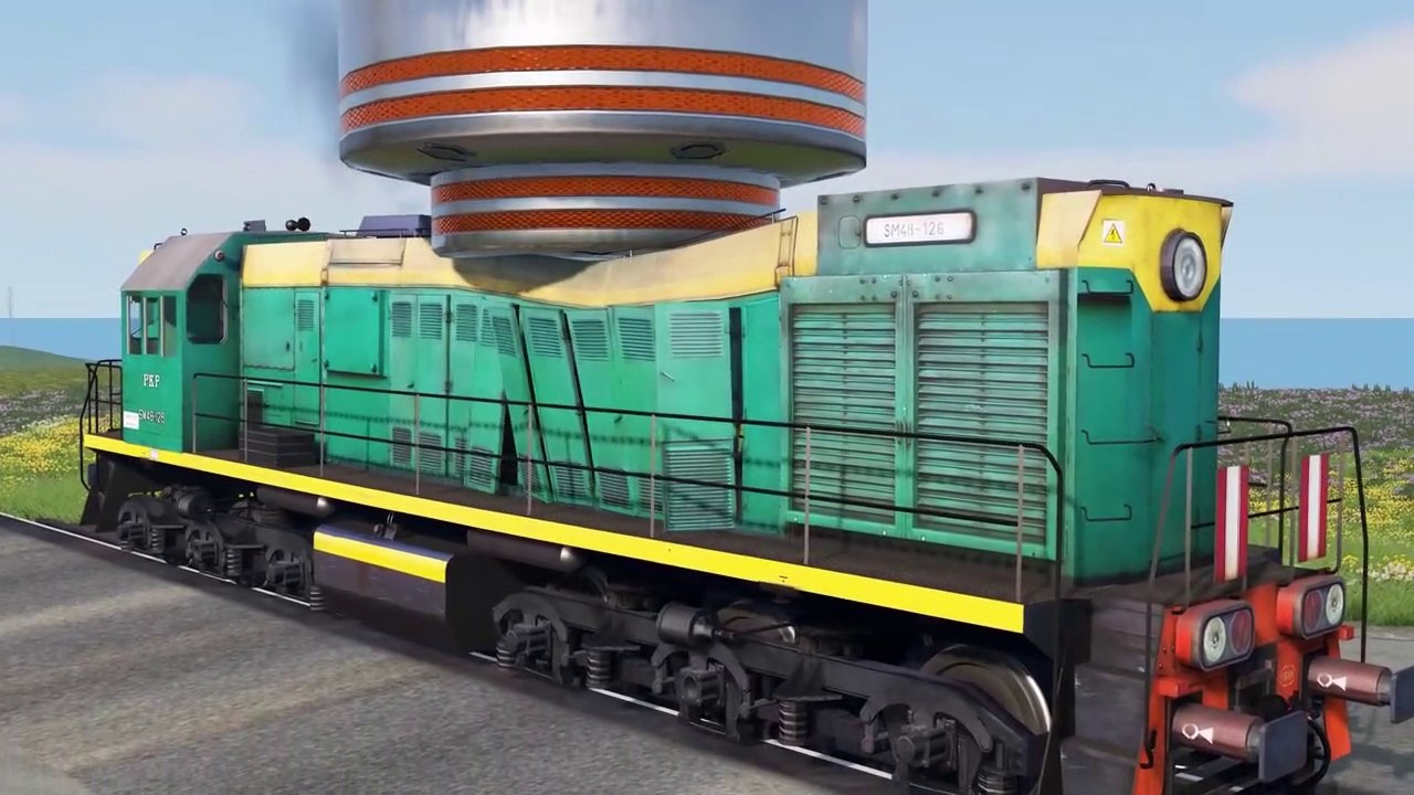 Hydraulic Press vs Trains – BeamNG.Drive