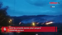 İzmir’de ormanlık alanda çıkan yangına müdahale sürüyor