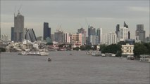 Chao Phraya river view from Chao Phraya Sky Park in Bangkok Thailand