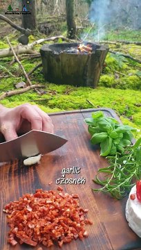 Baked Camembert in Forest Made Bread !!! Open Fire Cooking. ASMR