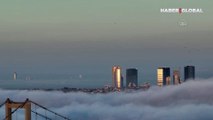 İstanbul’da yoğun manzarası sis kartpostallık görüntüler oluşturdu