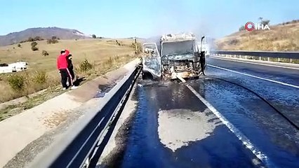 Bursa’da korku dolu anlar! Minibüs alev alev yandı