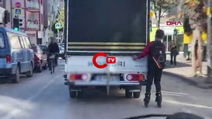 Patenli öğrencinin tehlikeli yolculuğu kamerada