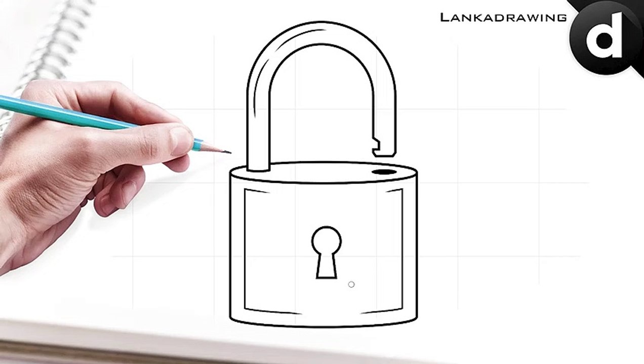 how to draw a simple safety padlock