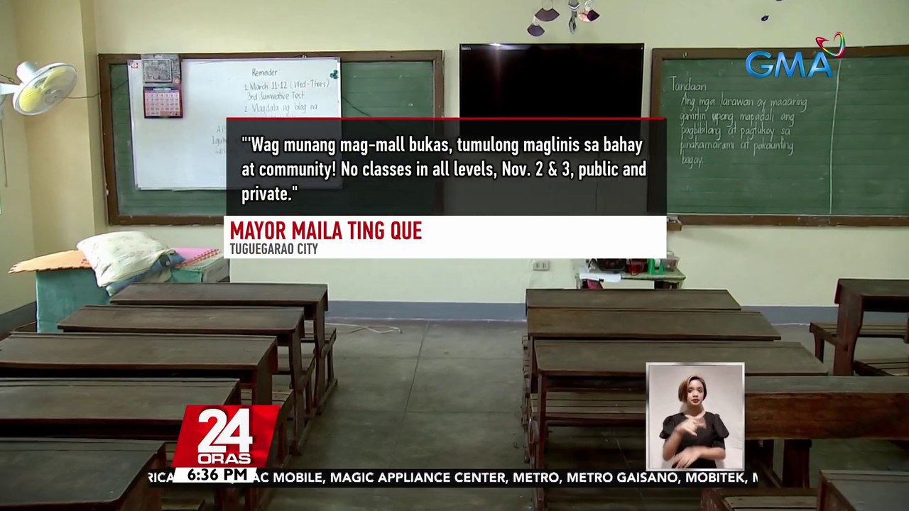 Klase sa lahat ng antas sa Tuguegarao City, suspendido bukas hanggang Nov. 3; pasok sa lahat ng antas sa public school sa Vigan City, suspendido | 24 Oras