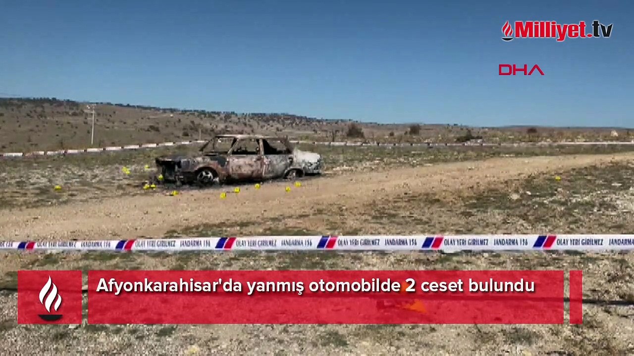 Afyon'da yanmış otomobilde 2 ceset bulundu
