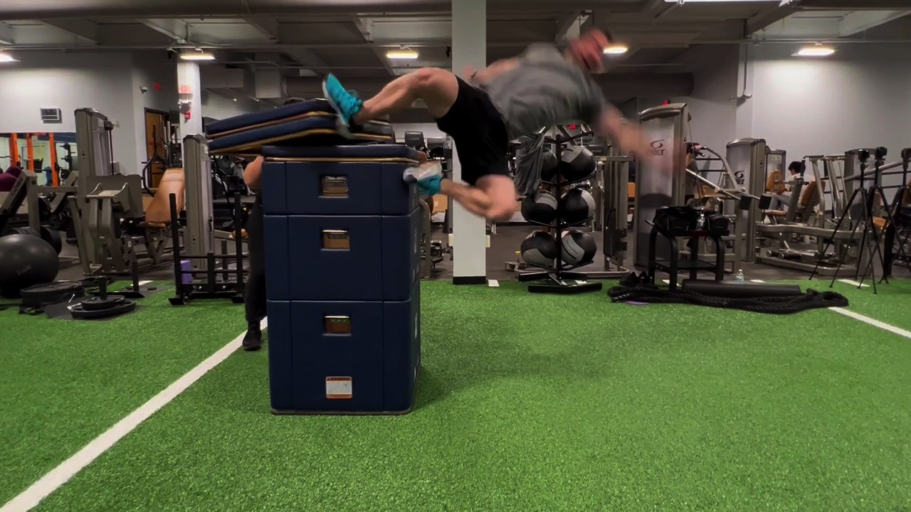 CRAZY Box Jump Fail derails fitness freak's attempt to reach new heights *LITERALLY*