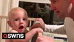 Cute moment a baby was left baffled when playing peek-a-boo - after his dad shaved his beard off