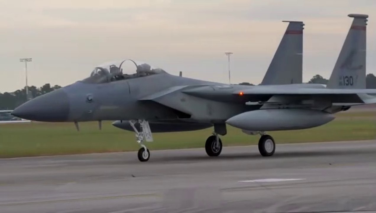 Beautiful Aircraft, F-15E Strike Eagle and F-15C Eagle Fighter Jet Take Off US Air Force