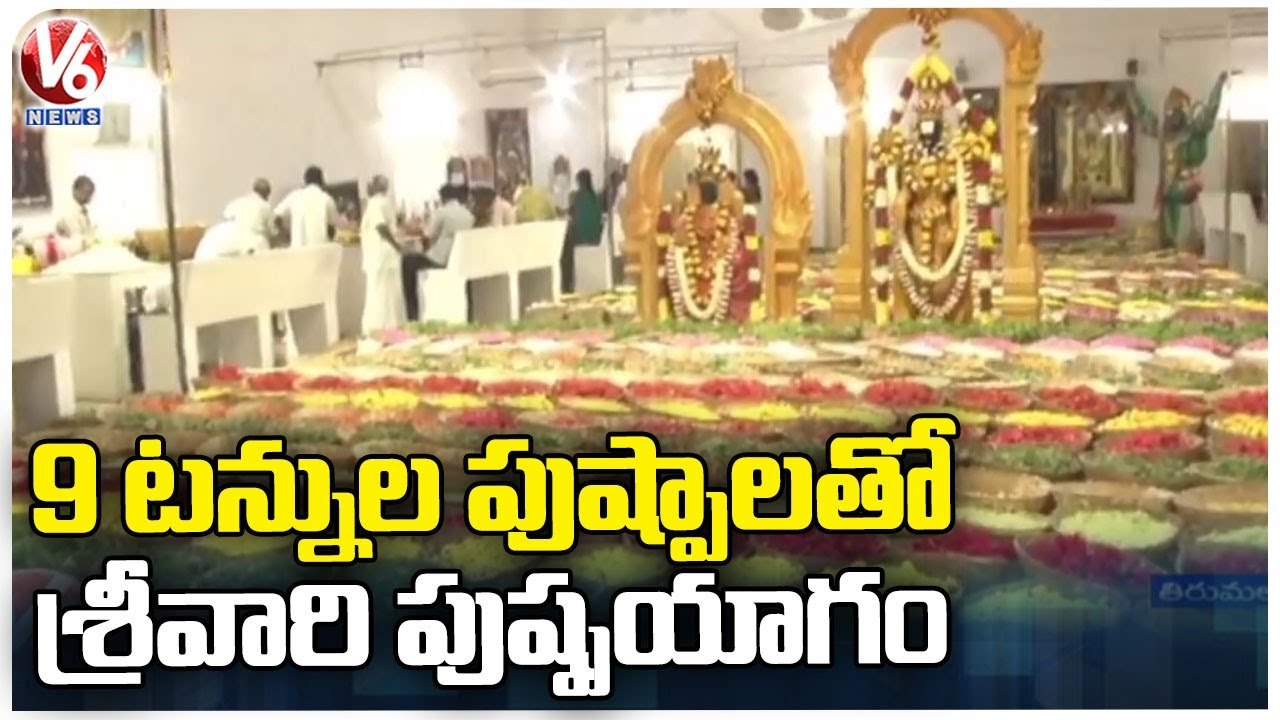 Devotees Grandly Celebrated Pushpa Yagam  with 9 Tonnes Of Flowers _ Tirumala  | V6 News (1)