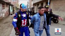 Policías disfrazados de superhéroes detienen a narcomenudistas en Perú