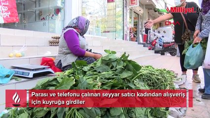 Download Video: Parası ve telefonu çalınan seyyar satıcı kadından alışveriş için kuyruğa girdiler