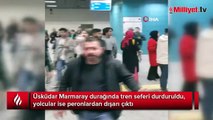 Üsküdar Marmaray'da seferler durduruldu, yolcular peronlardan dışarı çıktı