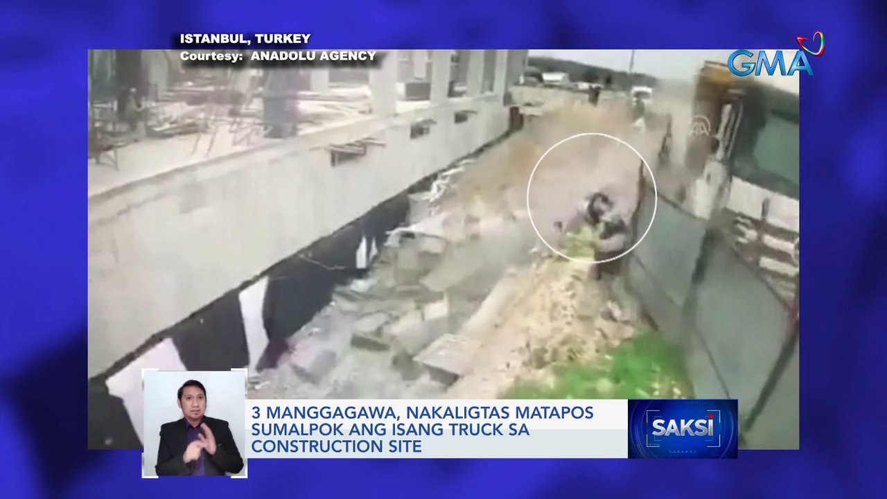3 manggagawa, nakaligtas matapos sumalpok ang isang truck sa construction site | Saksi