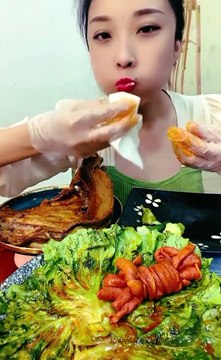 ASMR MUKBANG | Fried Chicken, steak, black bean noodles, kimchi Korean Food recipe ! eating