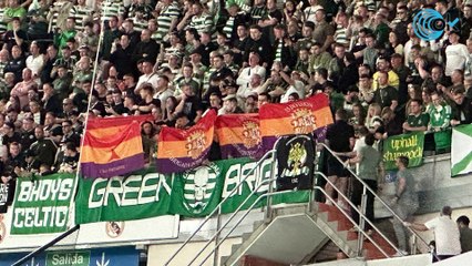 Los ultras del Celtic exhibieron banderas republicanas e ikurriñas en el Bernabéu