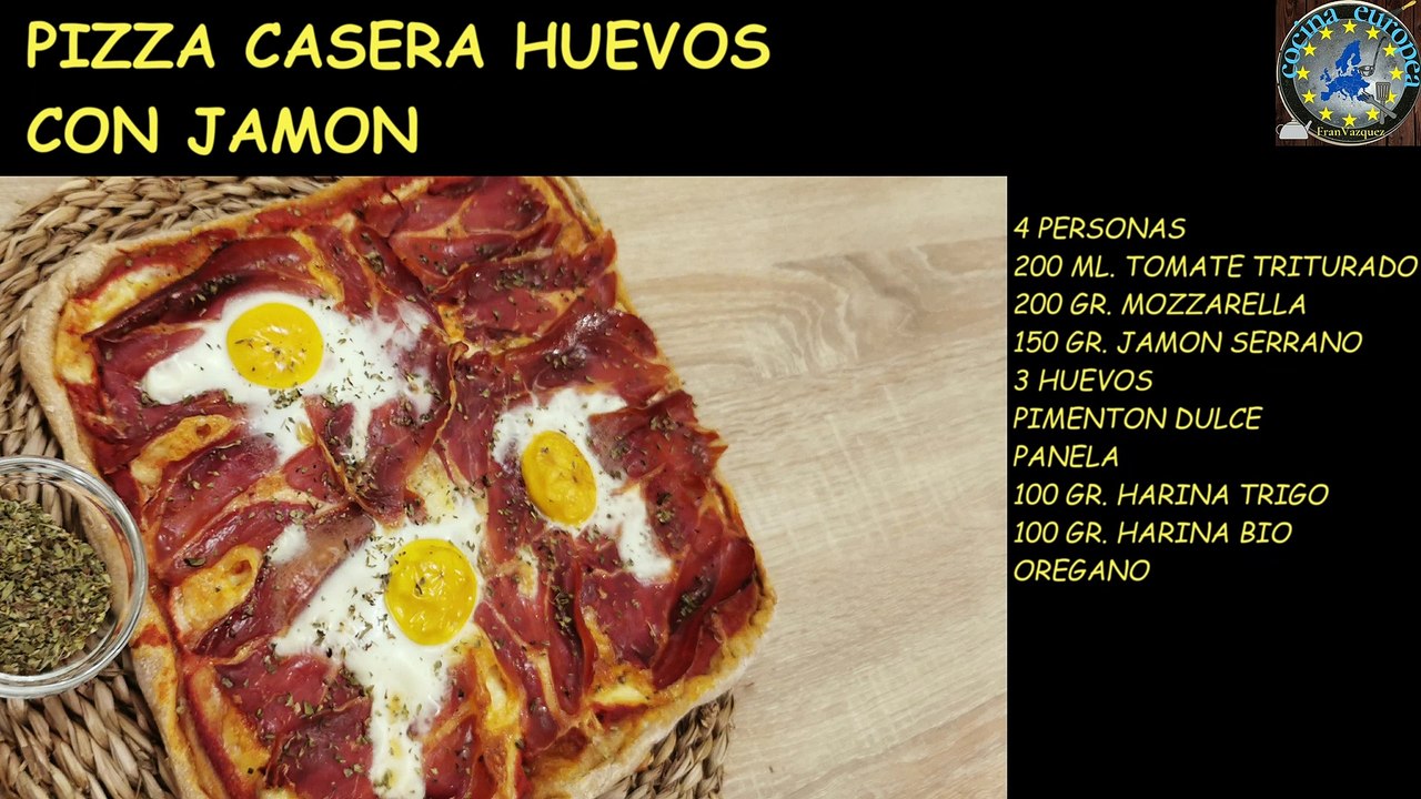 Pizza de huevos con jamón