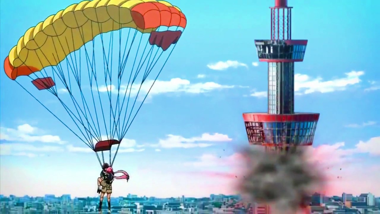 Future Diary - parachute escape