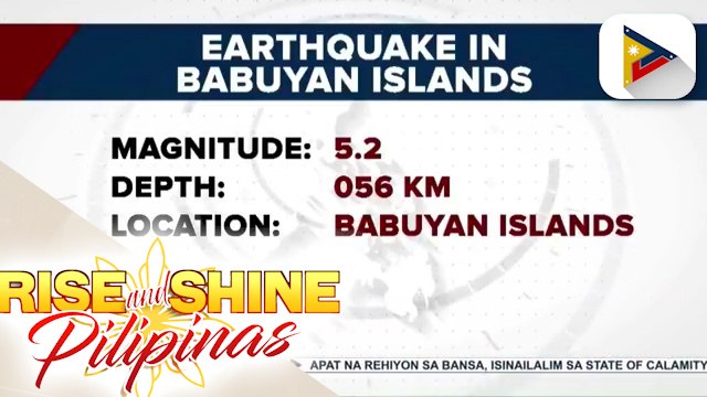 Babuyan Island, niyanig ng magnitude 5.2 na lindol kagabi.