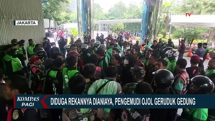 Rekannya Dianiaya hingga Alami Luka di Kepala, Pengemudi Ojol Geruduk Gedung