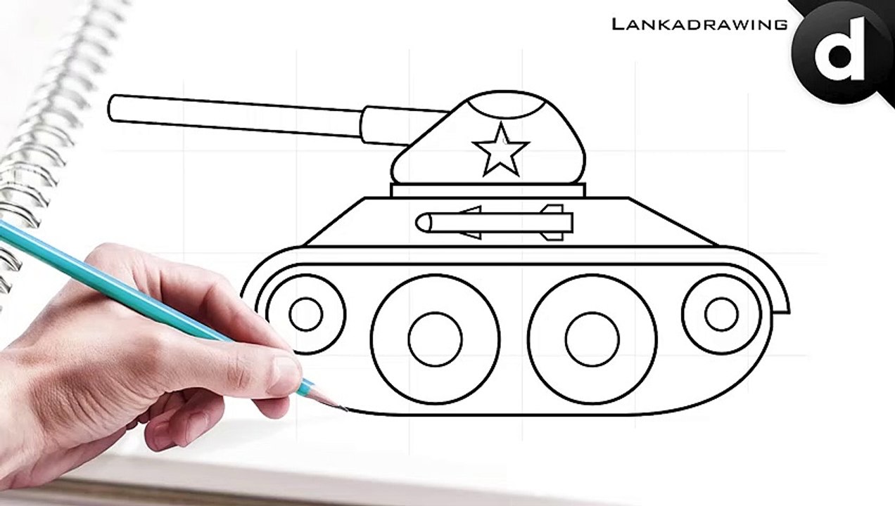 learn to draw a simple battle tank for children's learning